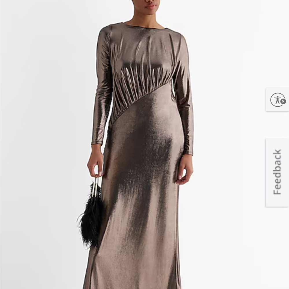 Express Metallic Long Sleeve Dress